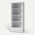 **Technische titel in het Nederlands: Moderne witte boekenplank met lades**